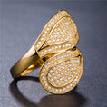 Load image into Gallery viewer, Luxury women's gold plated ring in diamonds
