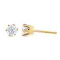 Load image into Gallery viewer, AGS Certified 2.00 Cttw Round Brilliant-Cut Diamond 14K Yellow Gold 6-Prong-Set Solitaire Stud Earrings with Screw Backs (J-K Color, I1-I2 Clarity)
