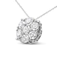 Load image into Gallery viewer, 14K White Gold 2 1/3 Cttw Diamond 7 Stone Floral Cluster 18" Pendant Necklace (H-I Color, I1-I2 Clarity)
