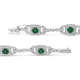 Load image into Gallery viewer, 14K White Gold 5mm Emerald Cushion Cut and 2.00 Cttw Round Bezel-Set Diamond Link Bracelet - (H-I Color, VS1-VS2 Clarity) - Size 7"
