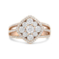 Load image into Gallery viewer, 18K Rose Gold 1 1/4 Cttw Diamond Halo Cluster Split Shank Ring Band (F-G Color, VS1-VS2 Clarity)
