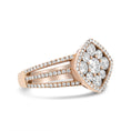 Load image into Gallery viewer, 18K Rose Gold 1 1/4 Cttw Diamond Halo Cluster Split Shank Ring Band (F-G Color, VS1-VS2 Clarity)
