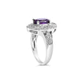 Load image into Gallery viewer, .925 Sterling Silver 9x7mm Oval Purple Amethyst and Round Diamond Accent Fashion Cocktail Ring (I-J Color, I1-I2 Clarity)
