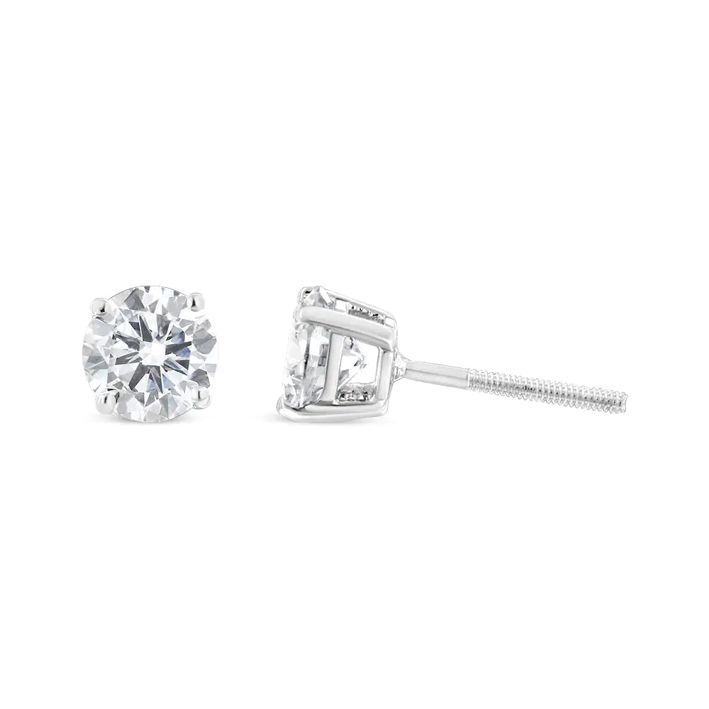 .925 Sterling Silver 1/2 Cttw Miracle Set Princess-cut Diamond Solitaire Stud Earrings (H-I Color, SI2-I1 Clarity)