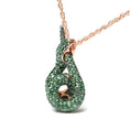 Load image into Gallery viewer, 18K Rose Gold Round Green Tsavorite Gemstone Cluster Spiral Snake Design 18" Pendant Necklace (AAA+ Quality)
