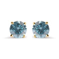 Load image into Gallery viewer, 14K Yellow Gold 1.0 Cttw Treated Aqua Blue Diamond Classic Solitaire Stud Earrings (Aqua Blue Color, I2-I3 Clarity)
