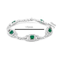 Load image into Gallery viewer, 14K White Gold 5mm Emerald Cushion Cut and 2.00 Cttw Round Bezel-Set Diamond Link Bracelet - (H-I Color, VS1-VS2 Clarity) - Size 7"
