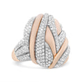 Load image into Gallery viewer, 18K Rose and White Gold 1 7/8 Cttw Diamond and Gold Textured Dome Cocktail Ring (F-G Color, VS1-VS2 Clarity)
