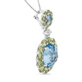 Load image into Gallery viewer, 18k White Gold 0.05 Cttw Round Diamond and Blue Topaz and Green Peridot Gemstone Halo Drop 18" Pendant Necklace (F-G Color, VS1-VS2 Clarity)
