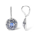 Load image into Gallery viewer, 18K White Gold Natural Blue Sapphire and Diamond Scattered Halo Drop and Dangle Leverback Earrings (H-I Color, SI1-SI2 Clarity)
