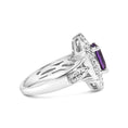 Load image into Gallery viewer, .925 Sterling Silver 9x7mm Oval Purple Amethyst and Round Diamond Accent Fashion Cocktail Ring (I-J Color, I1-I2 Clarity)
