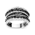 Load image into Gallery viewer, .925 Sterling Silver 1 3/4 Cttw Treated Black and White Alternating Diamond Multi Row Band Ring (Black / I-J Color, I2-I3 Clarity)
