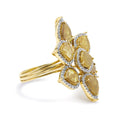 Load image into Gallery viewer, 14K Yellow Gold 8 1/10 Cttw Yellow Rose Cut Diamond Floral Petal Cocktail Ring (Yellow/I-J Color, I1-I2 Clarity) - Size 7
