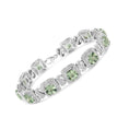 Load image into Gallery viewer, .925 Sterling Silver 7x7 mm Cushion Cut Green Amethyst and 1/10 cttw Single Cut Diamond Square Shape Tennis Bracelet (I-J Color, I1-I2 Clarity) - 7"
