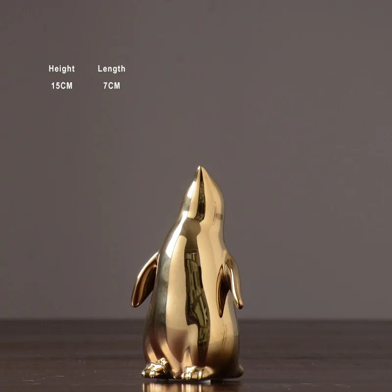 Gold White Penguin statue Home Decor