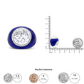 Load image into Gallery viewer, 18K White Gold 14mm White Quartz and 1/5 Cttw Diamond Halo with Blue Enamel Dome Ring (F-G Color, VS1-VS2 Clarity)
