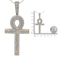 Load image into Gallery viewer, 10K Yellow Gold 1 7/8 Cttw Round Diamond Ankh Cross Pendant Necklace for Men (H-I Color, SI1-SI2 Clarity) - NO CHAIN INCLUDED
