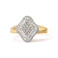 Load image into Gallery viewer, 10K Yellow Gold 1/2 Cttw Round And Baguette-cut Diamond Rhombus Head and Halo Ring (I-J Color, I1-I2 Clarity)
