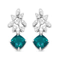 Load image into Gallery viewer, 18K White Gold 1 1/10 Cttw Diamond and 7.9 x 7.7mm Green Emerald Drop Earrings (G-H Color, SI1-SI2 Clarity)
