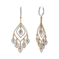 Load image into Gallery viewer, 14K White and Rose Gold 2 1/2 Cttw Diamond Curved Rhombus Shape Drop and Chandelier Style Dangle Earring (J-K Color, I2-I3 Clarity)
