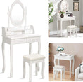 Load image into Gallery viewer, Royal vanity Table Set With 4 Drawer, Makeup Dressing Table W  Cushioned Stool, Girls Women Bedroom Furniture Set Oval Mirror
