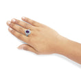 Load image into Gallery viewer, .925 Sterling Silver 9x7mm Oval Purple Amethyst and Round Diamond Accent Fashion Cocktail Ring (I-J Color, I1-I2 Clarity)
