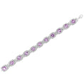 Load image into Gallery viewer, .925 Sterling Silver 7x7 mm Cushion Cut Purple Amethyst and 1/10 cttw Round Cut Diamond Square Shape Tennis Bracelet (I-J Color, I1-I2 Clarity) - 7"
