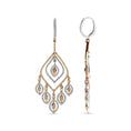 Load image into Gallery viewer, 14K White and Rose Gold 2 1/2 Cttw Diamond Curved Rhombus Shape Drop and Chandelier Style Dangle Earring (J-K Color, I2-I3 Clarity)
