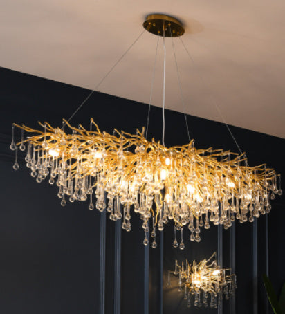 Postmodern Light Luxury Chandelier Water Drop Crystal Lamp Atmosphere