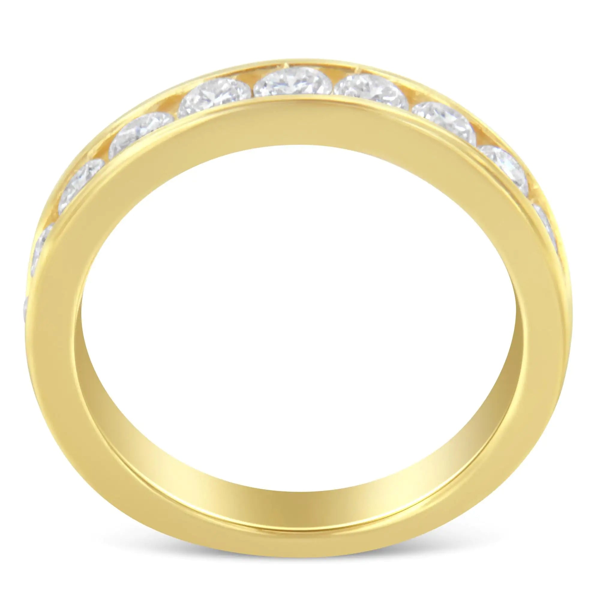 18K Yellow Gold Round Cut Diamond Band Ring (1 Cttw, H-I Color, SI2-I1 Clarity)