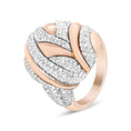 Load image into Gallery viewer, 18K Rose and White Gold 1 7/8 Cttw Diamond and Gold Textured Dome Cocktail Ring (F-G Color, VS1-VS2 Clarity)
