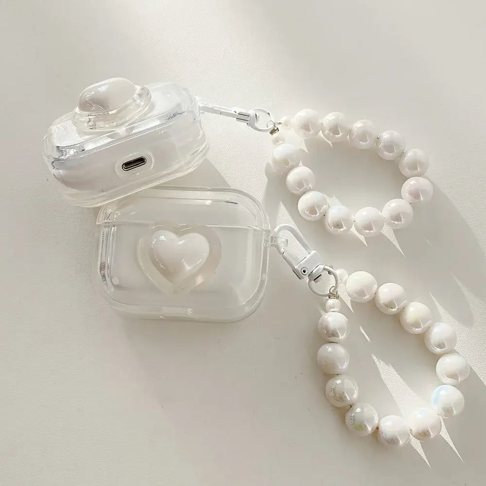 Transparent Headphone Case With Bead Bracelet