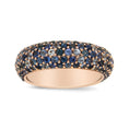 Load image into Gallery viewer, 18K Rose Gold Multi Row Blue Sapphire Domed Top Band Ring
