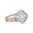 Load image into Gallery viewer, 18K Rose Gold 1 1/4 Cttw Diamond Halo Cluster Split Shank Ring Band (F-G Color, VS1-VS2 Clarity)
