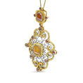 Load image into Gallery viewer, 14K White and Yellow Gold 4.0 Cttw Fancy Color Rose Cut Diamond Antique Style 18" Pendant Necklace (Yellow Color, I1-I2 Clarity)
