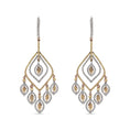 Load image into Gallery viewer, 14K White and Rose Gold 2 1/2 Cttw Diamond Curved Rhombus Shape Drop and Chandelier Style Dangle Earring (J-K Color, I2-I3 Clarity)
