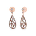 Load image into Gallery viewer, 18K Rose Gold 1 1/4 Cttw Diamond Teardrop Shaped Drop and Dangle Screw Back Stud Earring (F-G Color, VS1-VS2 Clarity)
