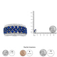 Load image into Gallery viewer, 18K White Gold 3/8 Cttw Diamond and 2x2mm Princess Cut Blue Sapphire Fashion Band Ring (F-G Color, VS1-VS2 Clarity)
