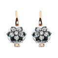 Load image into Gallery viewer, 18K Rose and White Gold 1/3 Cttw Round Diamonds and Round London Blue Topaz Gemstone Cluster Floral Drop Hoop Earrings (G-H Color, SI1-SI2 Clarity)
