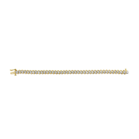 18K Yellow Gold 4.0 Cttw Round-Cut Diamond S-Link 7" Inch Tennis Bracelet (I-J Color, SI1-SI2 Clarity)