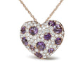 Load image into Gallery viewer, 18K Rose Gold 3/4 Cttw Diamond and Purple Amethyst Cluster Heart Shape 18" Pendant Necklace (G-H Color, SI1-SI2 Clarity)
